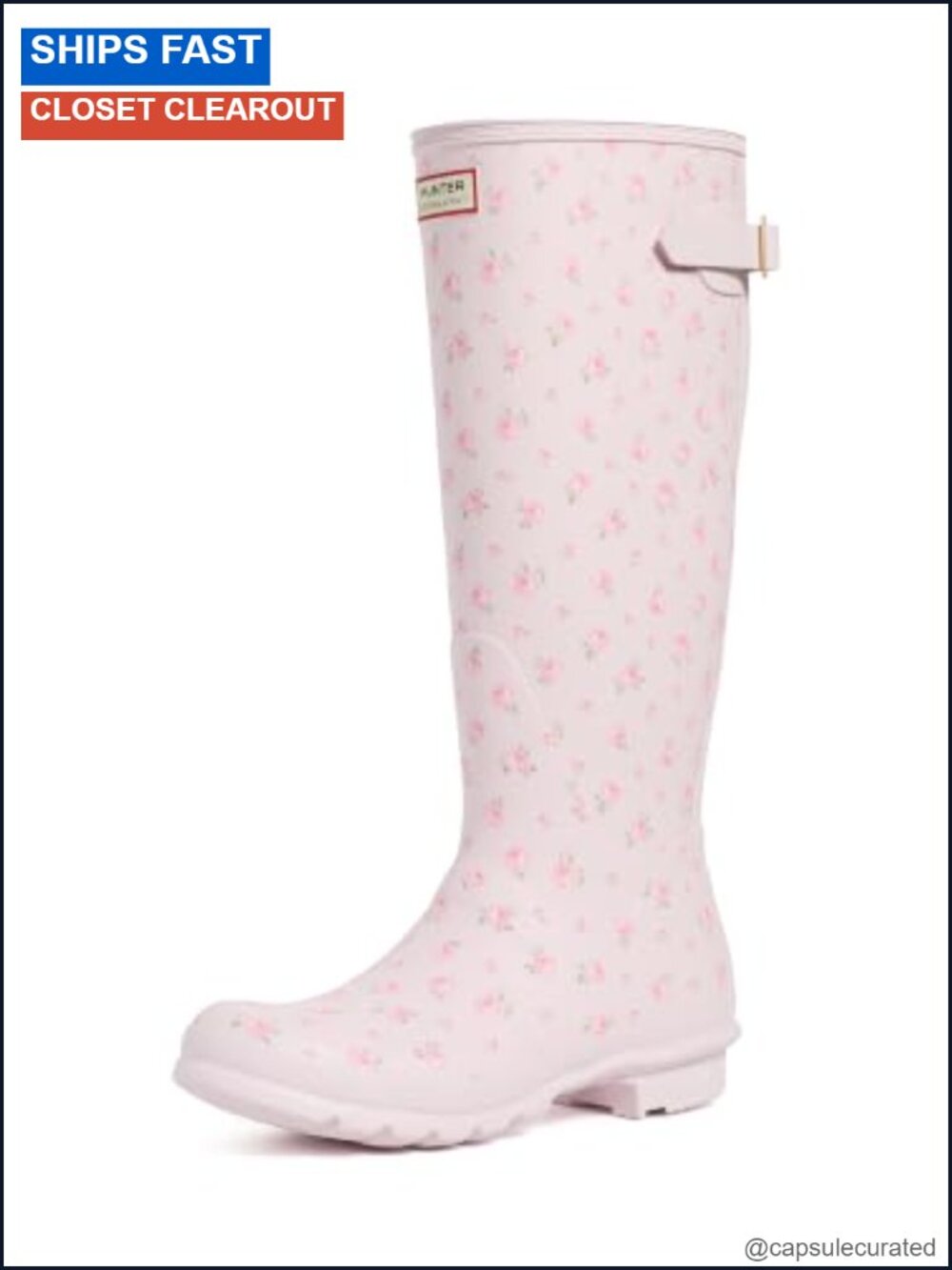 Hunter X LoveShackFancy Tall Rain Boots Rubber Mid-Calf Adjustable